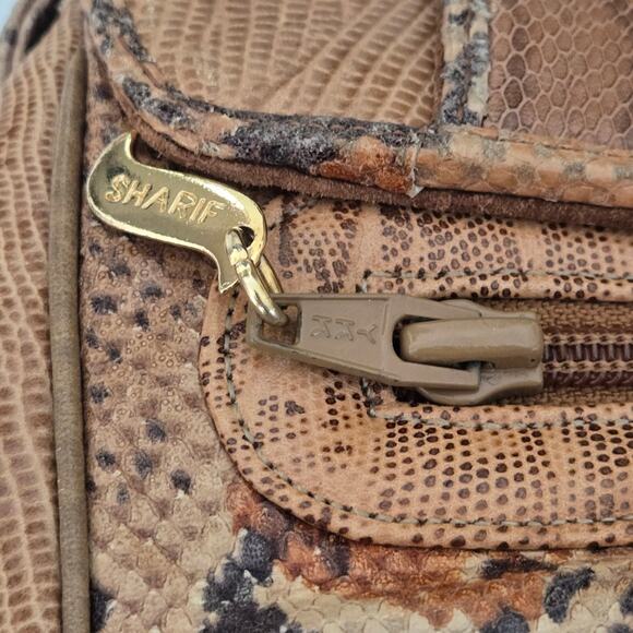 Vintage Sharif Tan & Brown Embossed Leather Patchwork Crossbody Shoulder Bag - Picture 5 of 13